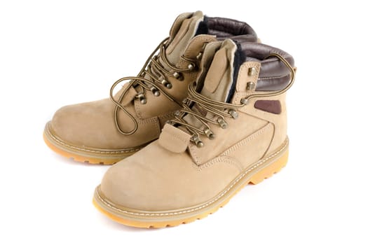 male yellow boots on a white background
