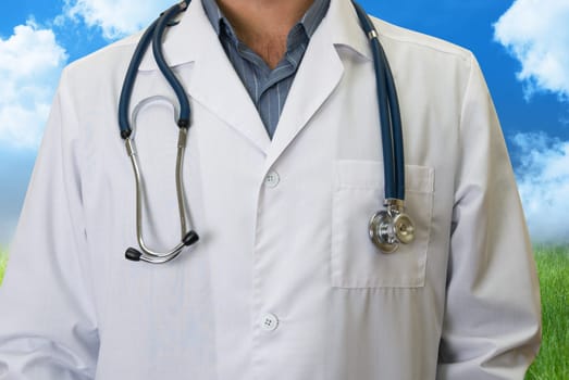 doctor man lab white coat close up