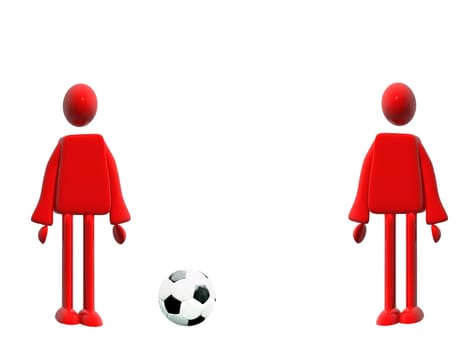 Two figures with soccer ball