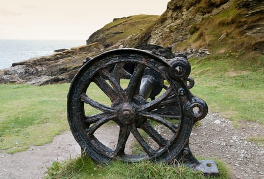 remains of a cannon to camelot in cornwall