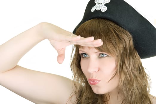 sea rover girl isolated on a white background