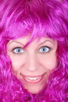 Photo of a pink pretty girl closeup portrait