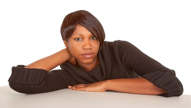 Portrait of a beautiful and serious African American Lady