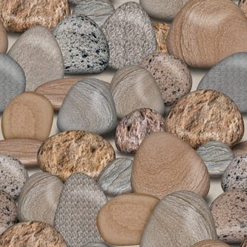 Pebble Rocks Seamless Tile Pattern Background Illustration