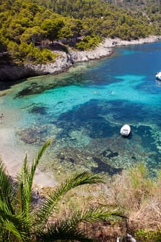 Beautiful beach with turquoise water in Assos, Kefalonia, Greece