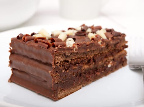 Homemade Chocolate Cake - Brownies on White Plate on Table