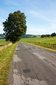 Landscape and countryside road in North Moravia, Czech Republic