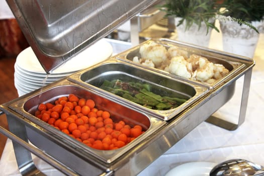 Vegetables in the restaurant are presented - horizontally
