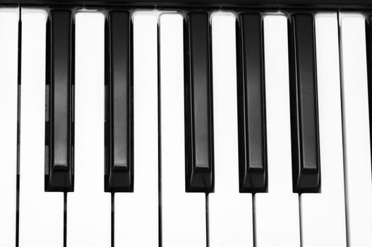 Closeup shot of a set of keys in a piano