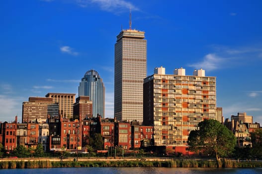 Boston skyline on a bright summer day
