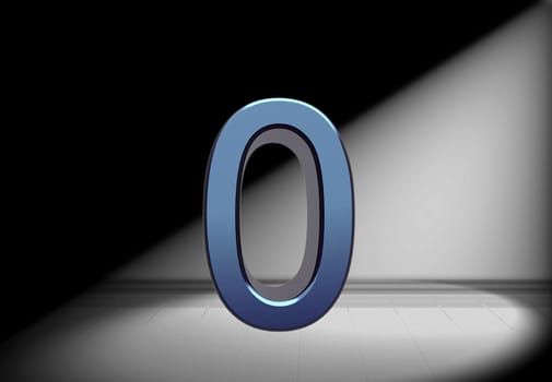 blue number in spotlight