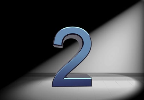 blue number in spotlight