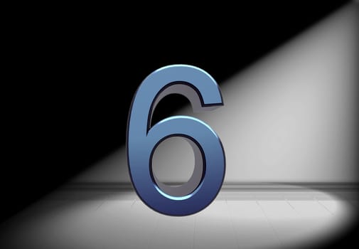 blue number in spotlight