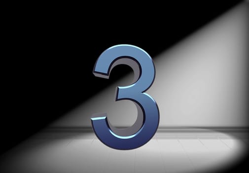 blue number in spotlight