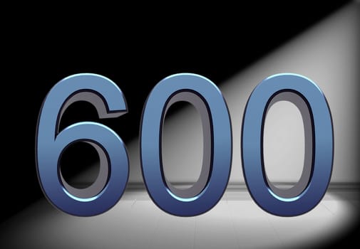blue number in spotlight