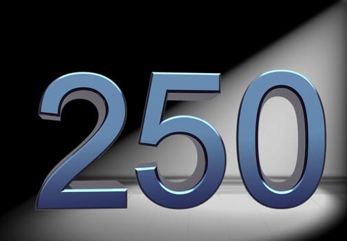 blue number in spotlight