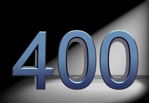 blue number in spotlight