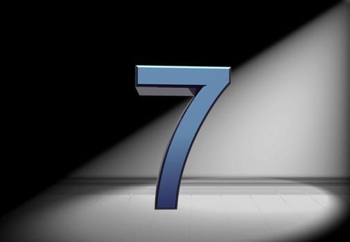 blue number in spotlight