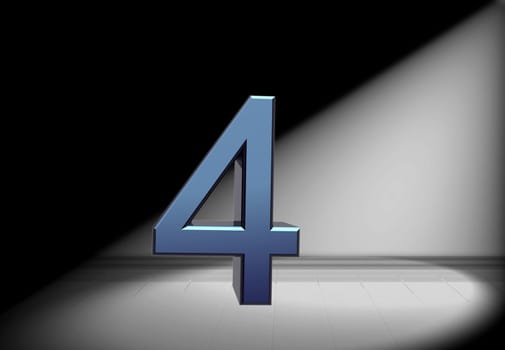 blue number in spotlight