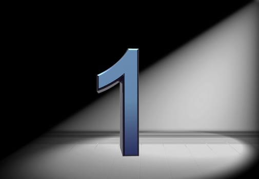 blue number in spotlight