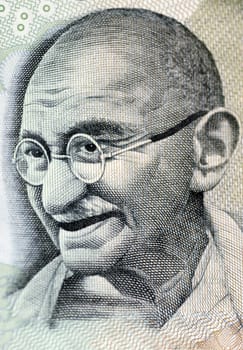 Close up photo  of Mahatma Gandhi father of Indian nation