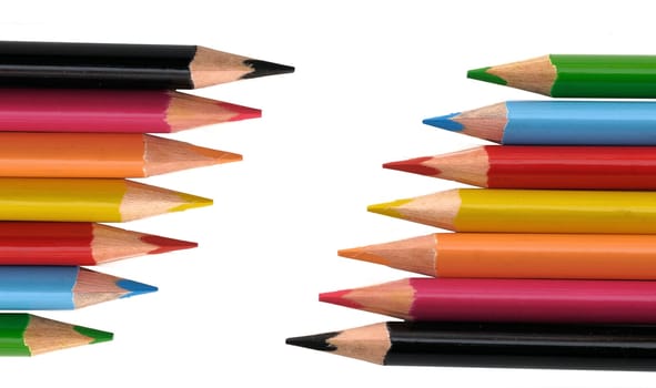 Colored pencils isolated on black back ground