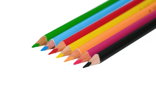 Colored pencils isolated on white  back ground