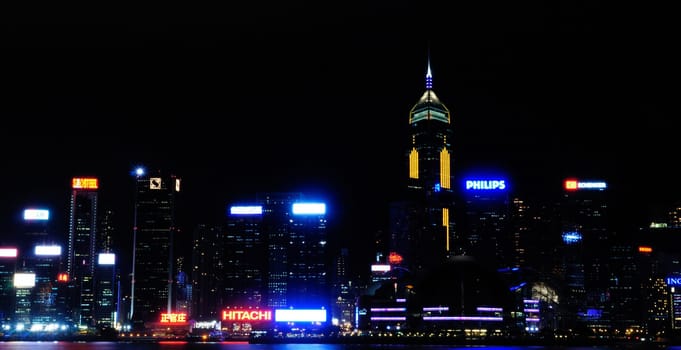 Hong Kong skyline during night with spectatular lights