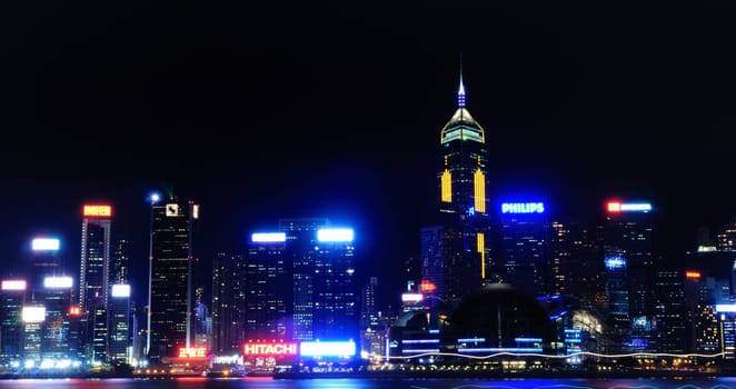 Hong Kong skyline during night with spectatular lights