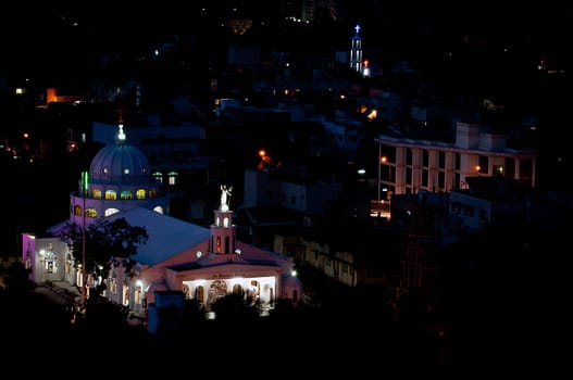 Beautifully illumunated St Patrick&#039 s church at St Thomas Mount