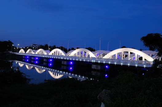 colorfully and beautifully lit bridge during the night
