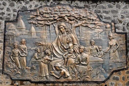 Beautiful christian carving at a St Thomas mount  church in chennai India