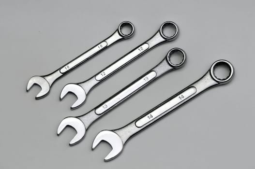 A set of spanners isolated on a  light background
