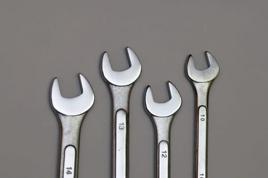 A set of spanners isolated on a  light background