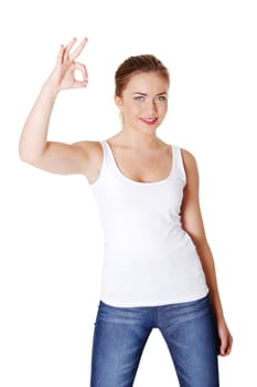 Young student woman gesturing perfect