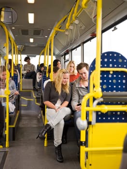 Large group of People going by bus