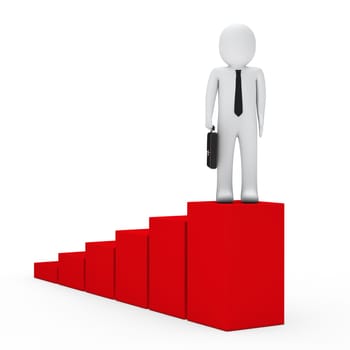 3d business man go for success up