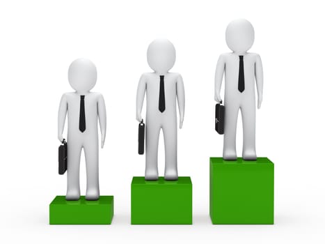 3d business man tie stand box colorful