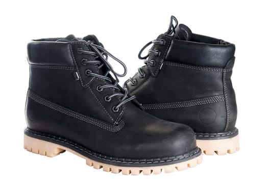 black working boots isolated on white background