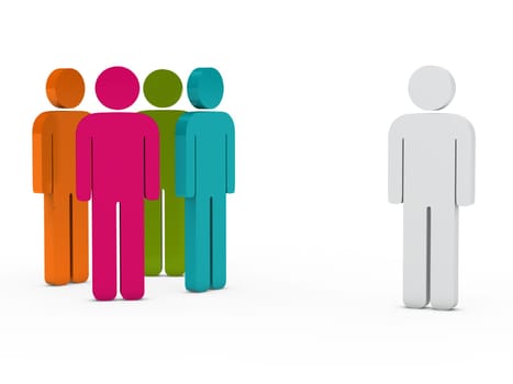 3d business team people colorful with leader