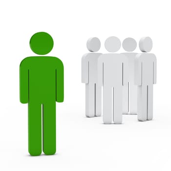 3d business team white success leader green