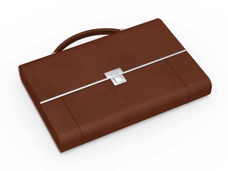 3d business bag briefcase brown and chrome