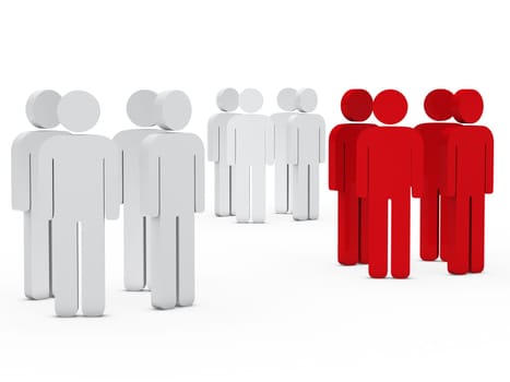 3d business team people group white red