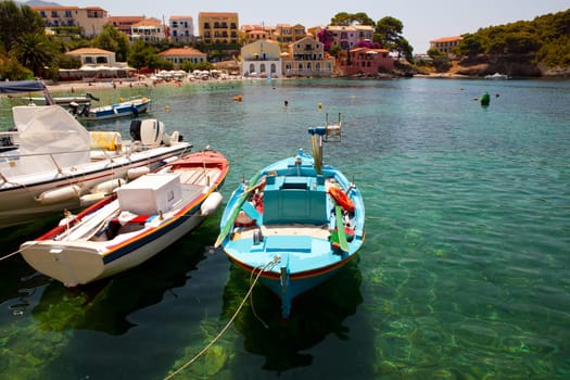 Fishing boats in Assos in Kefalonia, Greece