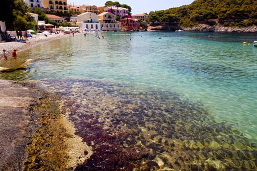View of beautiful historical Assos village in Kefalonia, Greece