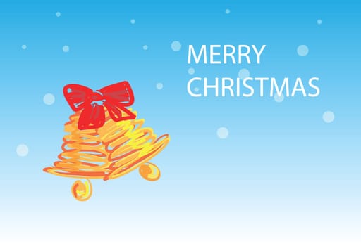 christmas bells on snowing background, christmas greetings 1 of the 6 same styled christmas cards i draw, please check the rest in my profile.
