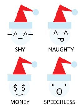 christmas icons of snowman as emoticons smiley