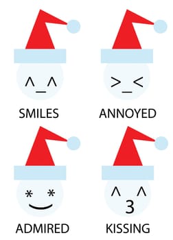 christmas icons of snowman as emoticons smiley