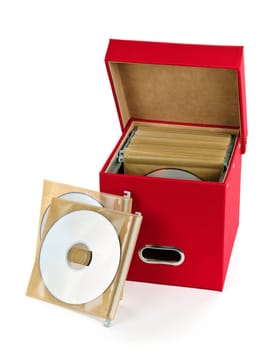 Storage box for compact discs isolated on white background