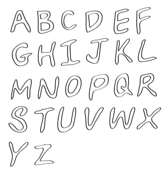 handwritten alphabets, in capital letters.